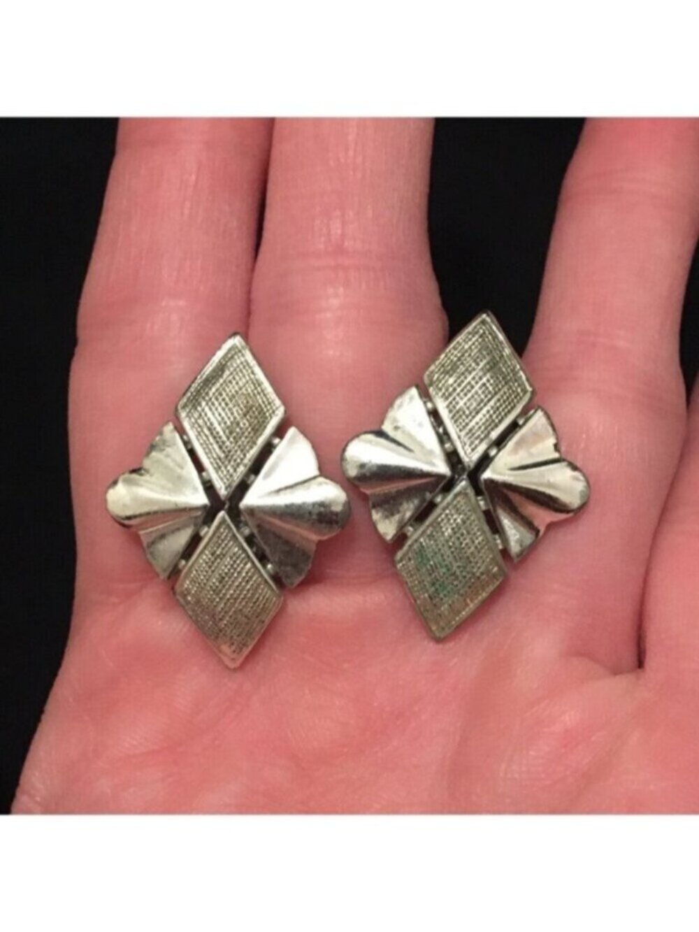 Vintage Silver Tone Clip On Earrings